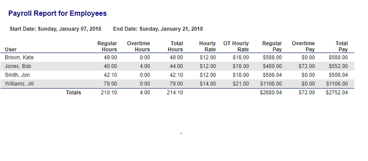 Online Employee Payroll Report